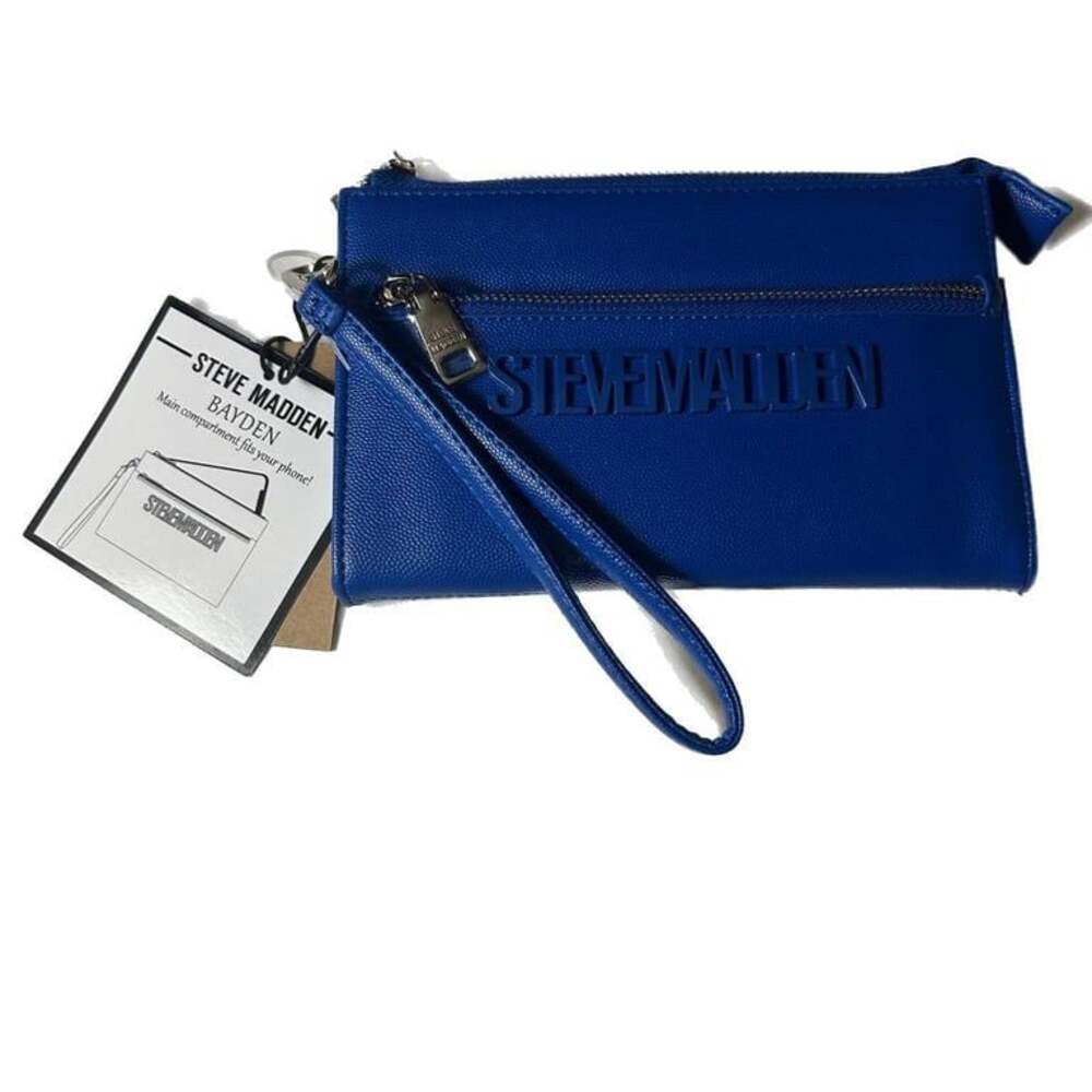Steve Madden Blue Faux Leather Wristlet Clutch